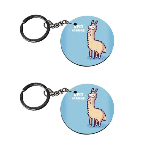 Crafty Worth | keychain for girlfriend | keychain for cartoon Printed Wooden Keychains | Circle Shape Set of 2 keyrings 2×2 inch