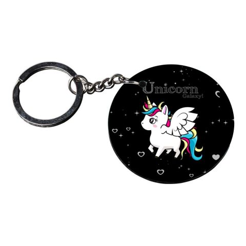 Crafty Worth | unicorn keychain pom pom | keychain for women customized keychain with photo Printed Wooden Keychain| Circle Shape Set of 2 keyrings 2×2 inch - alternate view