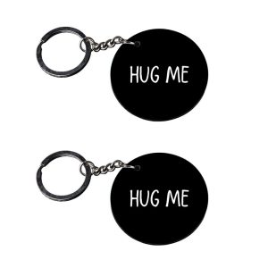 | hug me keychain | u keychain customized keychain with photo Printed Wooden Keychain| Circle Shape Set of 2 keyrings 2x2 inc