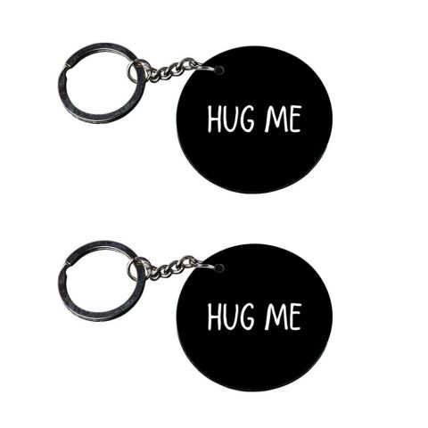 Crafty Worth | hug me keychain | u keychain customized keychain with photo Printed Wooden Keychain| Circle Shape Set of 2 keyrings 2×2 inch