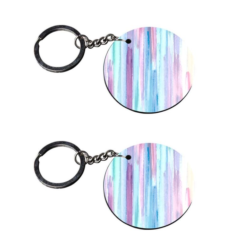 Round Pastel Watercolor Printed Keychain