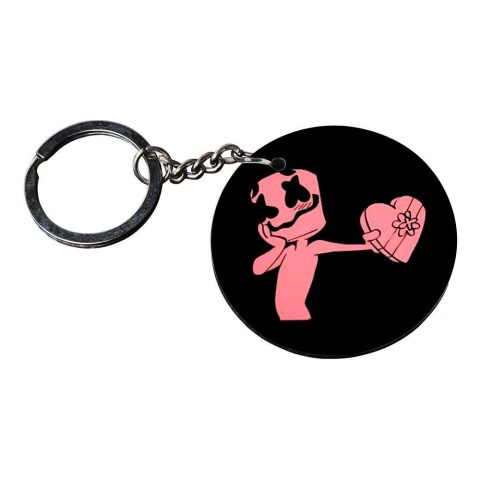 Crafty Worth | marshmallow X X Smilykeychain | p keychain for bike customized keychain with photo Printed Wooden Keychain| Circle Shape Set of 2 keyrings 2×2 inch - alternate view