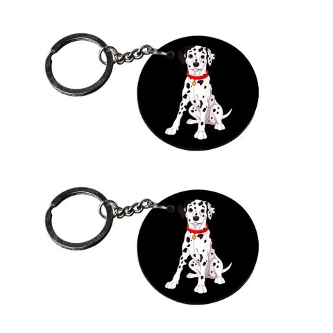 Crafty Worth | dog keychain for boys | keychain for friends customized keychain with photo Printed Wooden Keychain| Circle Shape Set of 2 keyrings 2×2 inch