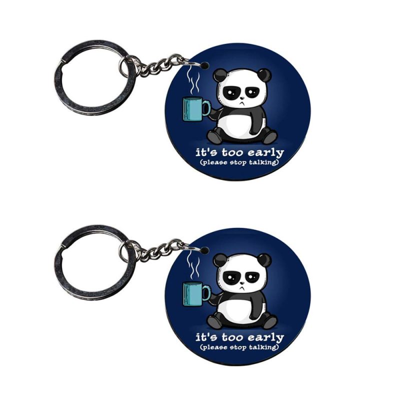 Funny Panda Coffee Lover Keychain Set