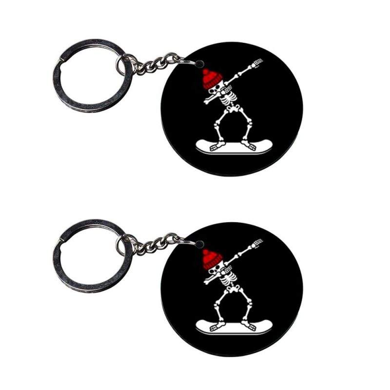 Dabbing Skeleton Skateboard Keychain Set