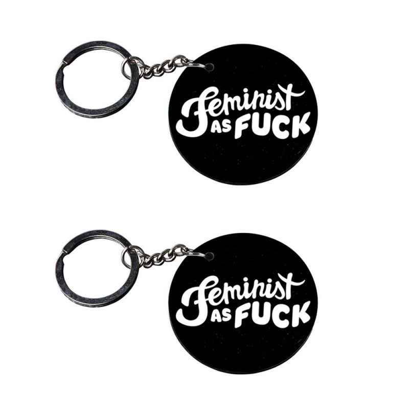 Feminist As Fuck Round Keychain Set