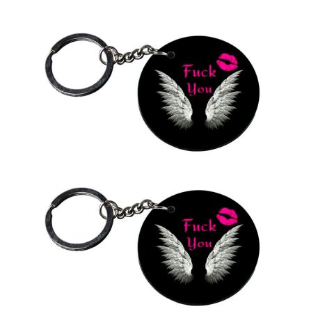 Crafty Worth | funny keychain | r keychain for boys customized keychain with photo Printed Wooden Keychain| Circle Shape Set of 2 keyrings 2×2 inch