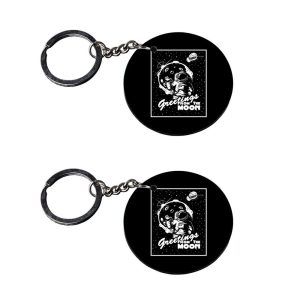 | astronaut keychain | h keychain customized keychain with photo Printed Wooden Keychain| Circle Shape Set of 2 keyrings 2x2 