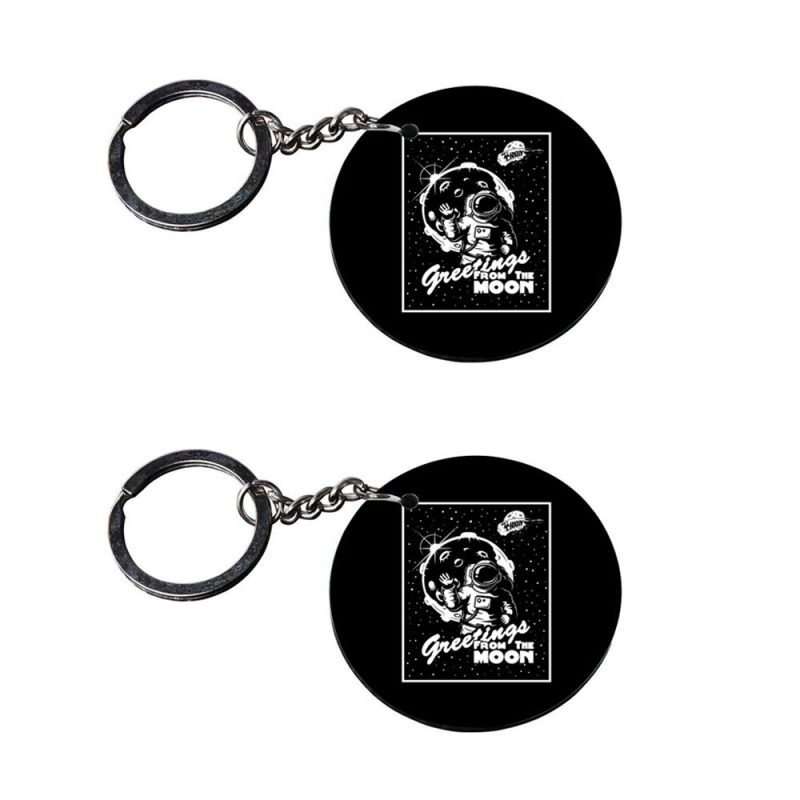 Greetings From Moon Astronaut Keychain Set
