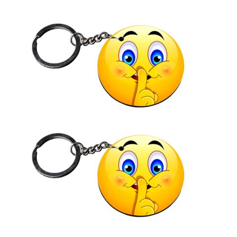 Crafty Worth | emoji keychain | r keychain for girls under 100 customized keychain with photo Printed Wooden Keychain| Circle Shape Set of 2 keyrings 2×2 inch