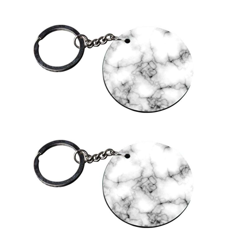 Round Marble Texture Keychain Set