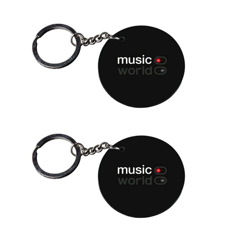 Music World Round Metal Keychain