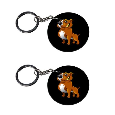 Crafty Worth | dog keychain cute | keychain for bike customized keychain with photo Printed Wooden Keychain| Circle Shape Set of 2 keyrings 2×2 inch