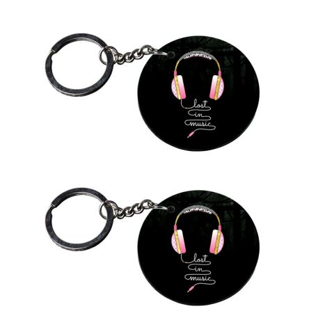 Crafty Worth | music keychains for men | keychain name written customized keychain with photo Printed Wooden Keychain| Circle Shape Set of 2 keyrings 2×2 inch
