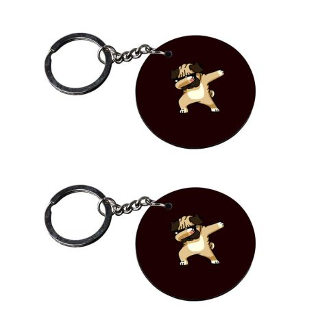 Crafty Worth | dog dab keychain | keychain bike mt 15 customized keychain with photo Printed Wooden Keychain| Circle Shape Set of 2 keyrings 2×2 inch