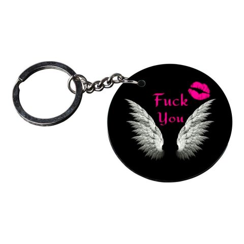 Crafty Worth | funny keychain | r keychain for boys customized keychain with photo Printed Wooden Keychain| Circle Shape Set of 2 keyrings 2×2 inch - alternate view