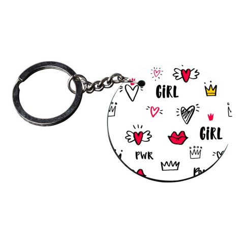 Crafty Worth | key chain for girls cute | keychain elephant customized keychain with photo Printed Wooden Keychain| Circle Shape Set of 2 keyrings 2×2 inch - alternate view