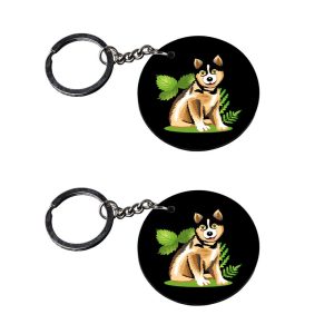| dog mom keychain | qr code keychain customized keychain with photo Printed Wooden Keychain| Circle Shape Set of 2 keyrings 
