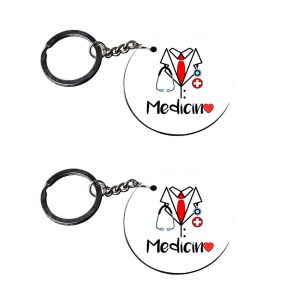 | medical keychain | s keychains for girls stylish customized keychain with photo Printed Wooden Keychain| Circle Shape Set o