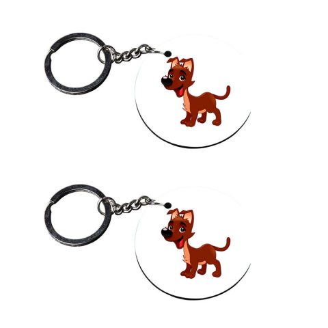 Crafty Worth | dog keychain for dog lovers | keychain for scooty customized keychain with photo Printed Wooden Keychain| Circle Shape Set of 2 keyrings 2×2 inch