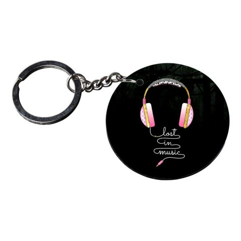 Crafty Worth | music keychains for men | keychain name written customized keychain with photo Printed Wooden Keychain| Circle Shape Set of 2 keyrings 2×2 inch - alternate view