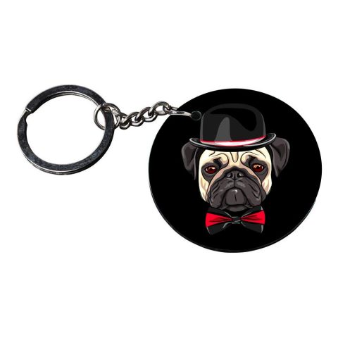 Crafty Worth | pug dog keychain | keychain for love Printed Wooden Keychains | Circle Shape Set of 2 keyrings 2×2 inch - alternate view