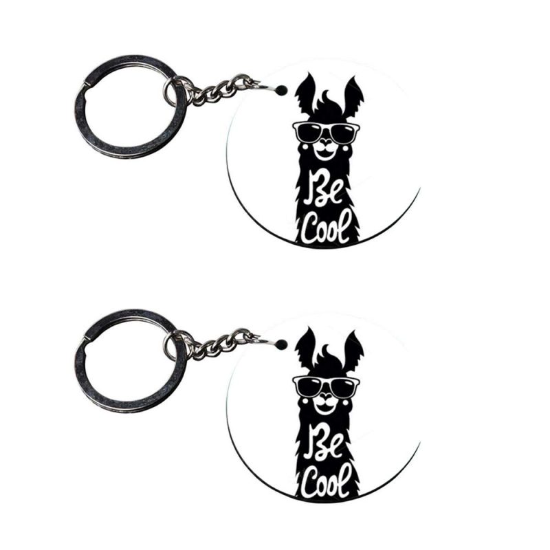 Be Cool Llama Round Keychains