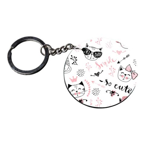 Crafty Worth | cat keychain cute | keychain rings for craft customized keychain with photo Printed Wooden Keychain| Circle Shape Set of 2 keyrings 2×2 inch - alternate view