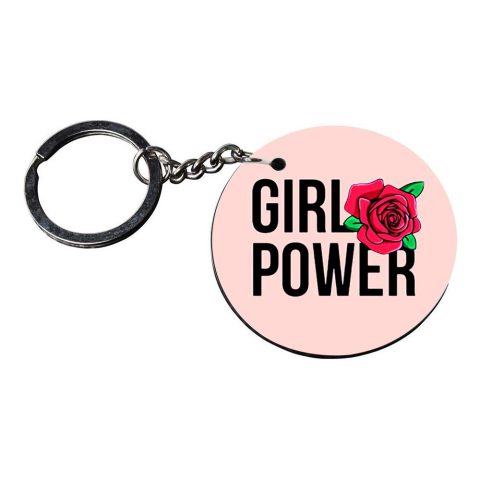 Crafty Worth | keychain girls power | keychain for girls customized keychain with photo Printed Wooden Keychain| Circle Shape Set of 2 keyrings 2×2 inch - alternate view