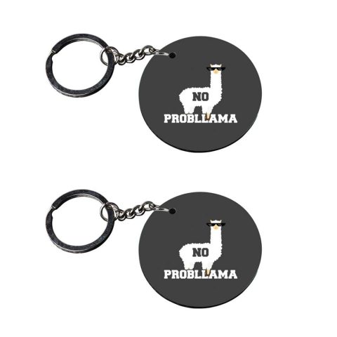 Crafty Worth | llama keychain for girls | keychain for car customized keychain with photo Printed Wooden Keychain| Circle Shape Set of 2 keyrings 2×2 inch