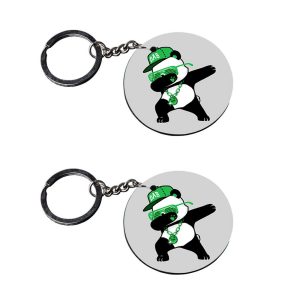 | panda dab keychain | keychain customized keychain with photo Printed Wooden Keychain| Circle Shape Set of 2 keyrings 2x2 in
