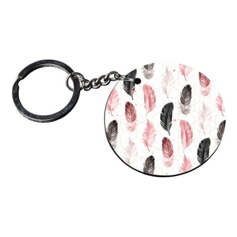 Crafty Worth | feather keychain | keychain gadgets customized keychain with photo Printed Wooden Keychain| Circle Shape Set of 2 keyrings 2×2 inch - alternate view