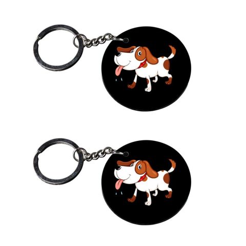 Crafty Worth | dog metal keychain | keychain for women customized keychain with photo Printed Wooden Keychain| Circle Shape Set of 2 keyrings 2×2 inch