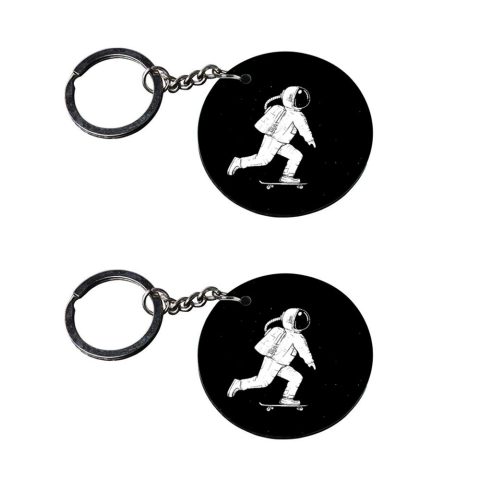 Crafty Worth | astronaut keychain | g keychain with love colour customized keychain with photo Printed Wooden Keychain| Circle Shape Set of 2 keyrings 2×2 inch