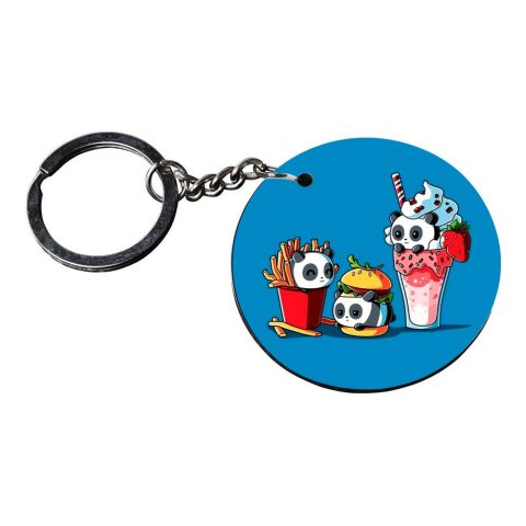 Crafty Worth | panda keychain soft | 2 keychain customized keychain with photo Printed Wooden Keychain| Circle Shape Set of 2 keyrings 2×2 inch - alternate view