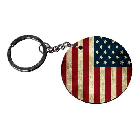 Crafty Worth | american flag keychains | keychain for car car customized keychain with photo Printed Wooden Keychain| Circle Shape Set of 2 keyrings 2×2 inch - alternate view
