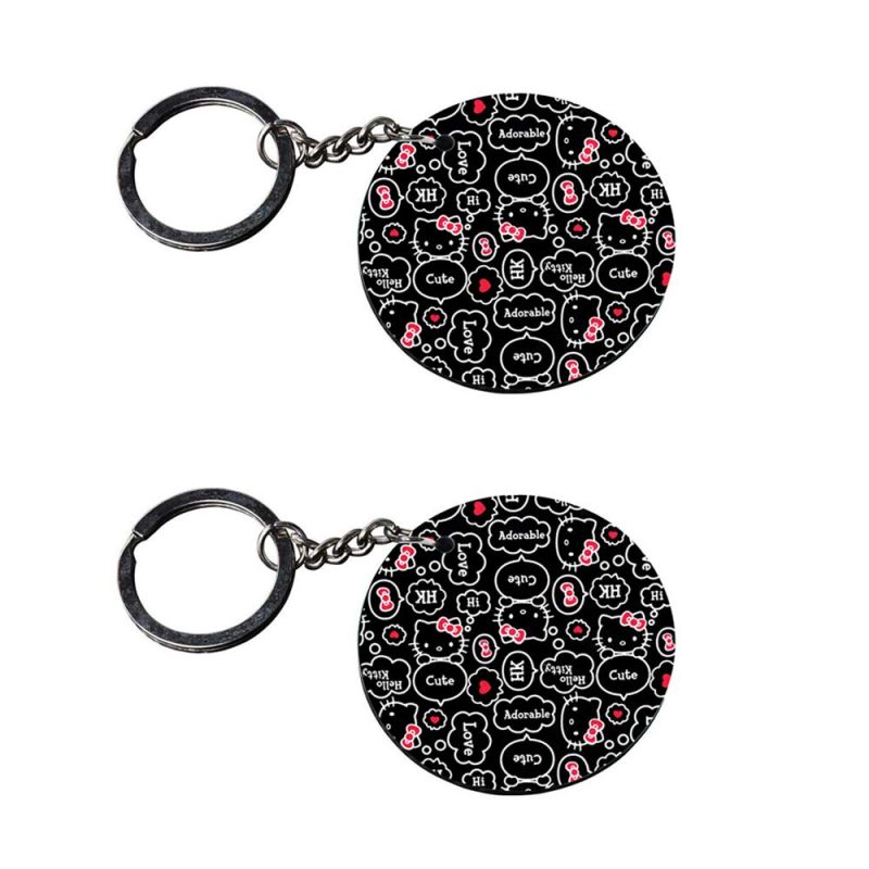 Hello Kitty Round Printed Keychain Set