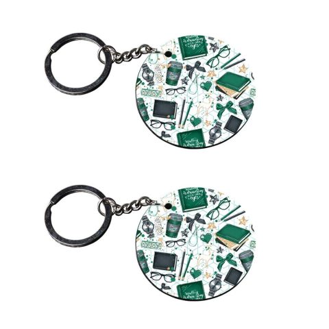 Crafty Worth | keychain with texture | a keychain for girls customized keychain with photo Printed Wooden Keychain| Circle Shape Set of 2 keyrings 2×2 inch