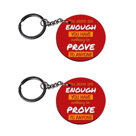 Crafty Worth | keychain with quotes for girls | keychain for vespa Printed Wooden Keychains | Circle Shape Set of 2 keyrings 2×2 inch