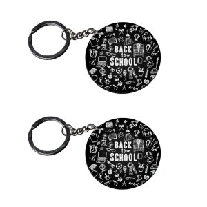 | back to school keychain | keychain torch customized keychain with photo Printed Wooden Keychain| Circle Shape Set of 2 keyr