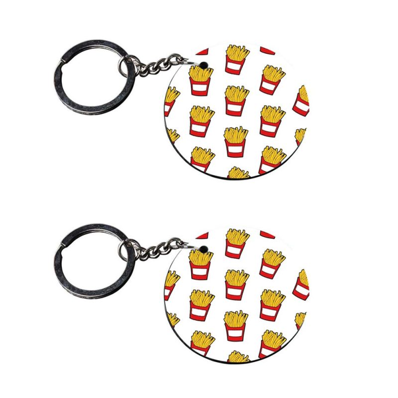 Round French Fries Pattern Keychain
