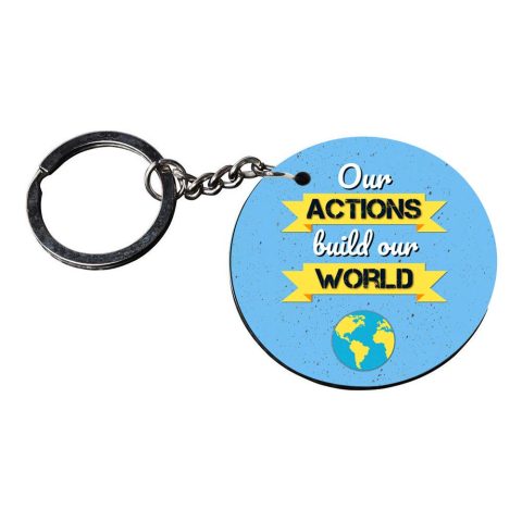 Crafty Worth | quotes keychain for love | keychain for yamaha fz Printed Wooden Keychains | Circle Shape Set of 2 keyrings 2×2 inch - alternate view