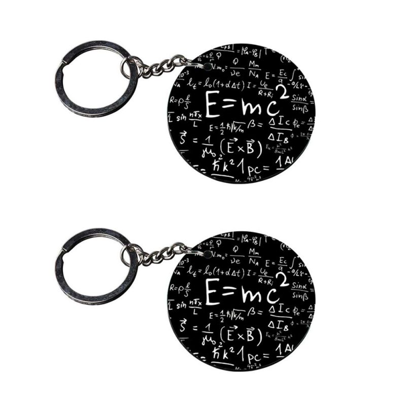 Physics Formula Round Wooden Keychain Set