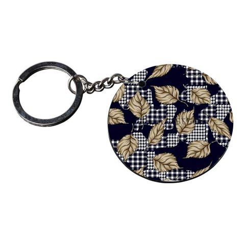 Crafty Worth | leaf texture | keychain set of 7 customized keychain with photo Printed Wooden Keychain| Circle Shape Set of 2 keyrings 2×2 inch - alternate view