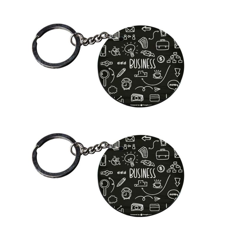 Business Theme Round Metal Keychain