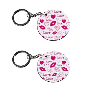 CraftyWorth | love texture keychain | keychain pendrive 64gb customized keychain with photo Printed Wooden Keychain| Circle Shape Set of 2 keyrings 2x2 inch