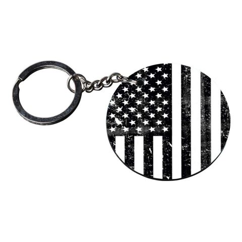 Crafty Worth | american flag keychains | keychain for doctors stethoscope customized keychain with photo Printed Wooden Keychain| Circle Shape Set of 2 keyrings 2×2 inch - alternate view