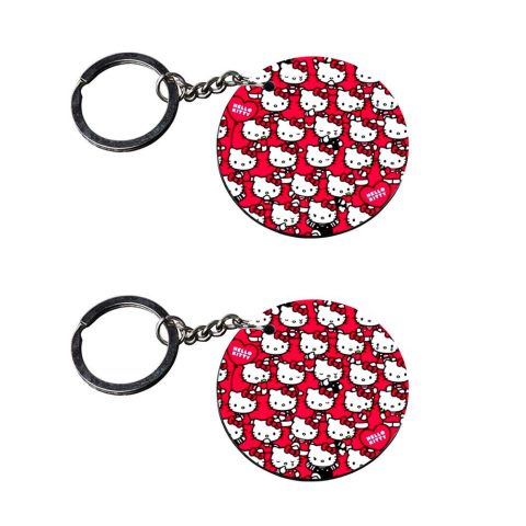 Crafty Worth | cat keychain for girls | c keychain customized keychain with photo Printed Wooden Keychain| Circle Shape Set of 2 keyrings 2×2 inch
