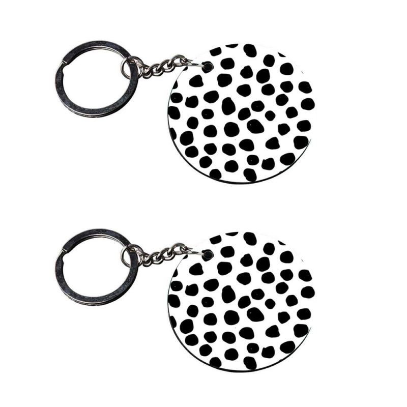Round Monochrome Polka Dot Keychain Set