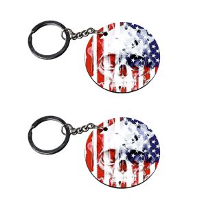 | american flag keychains | keychain for car customized keychain with photo Printed Wooden Keychain| Circle Shape Set of 2 ke
